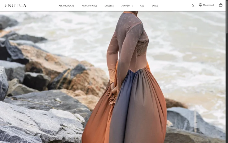 Jen Utua fashion eCommerce site, custom WordPress build